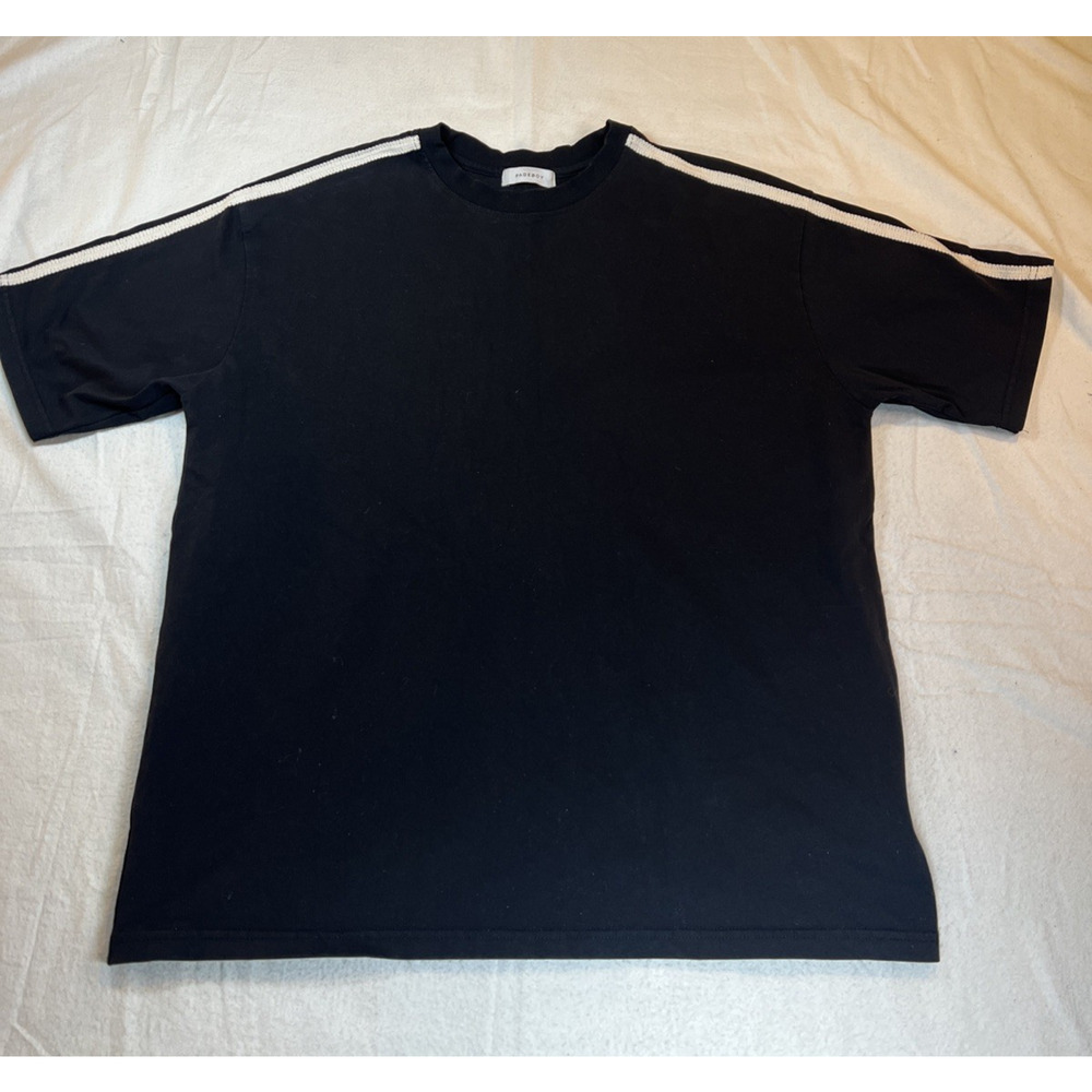 Pageboy Black Tshirt Size F Relaxed Fit White Stripe Detail Streetwear